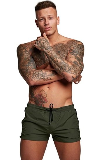 Mens Swim Trunks Quick Dry Swimwear Zipper Pockets, Swim Shorts with Mesh Lining