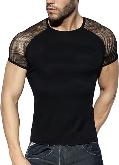 Men's Mesh Raglan Short Sleeve Shirt Top